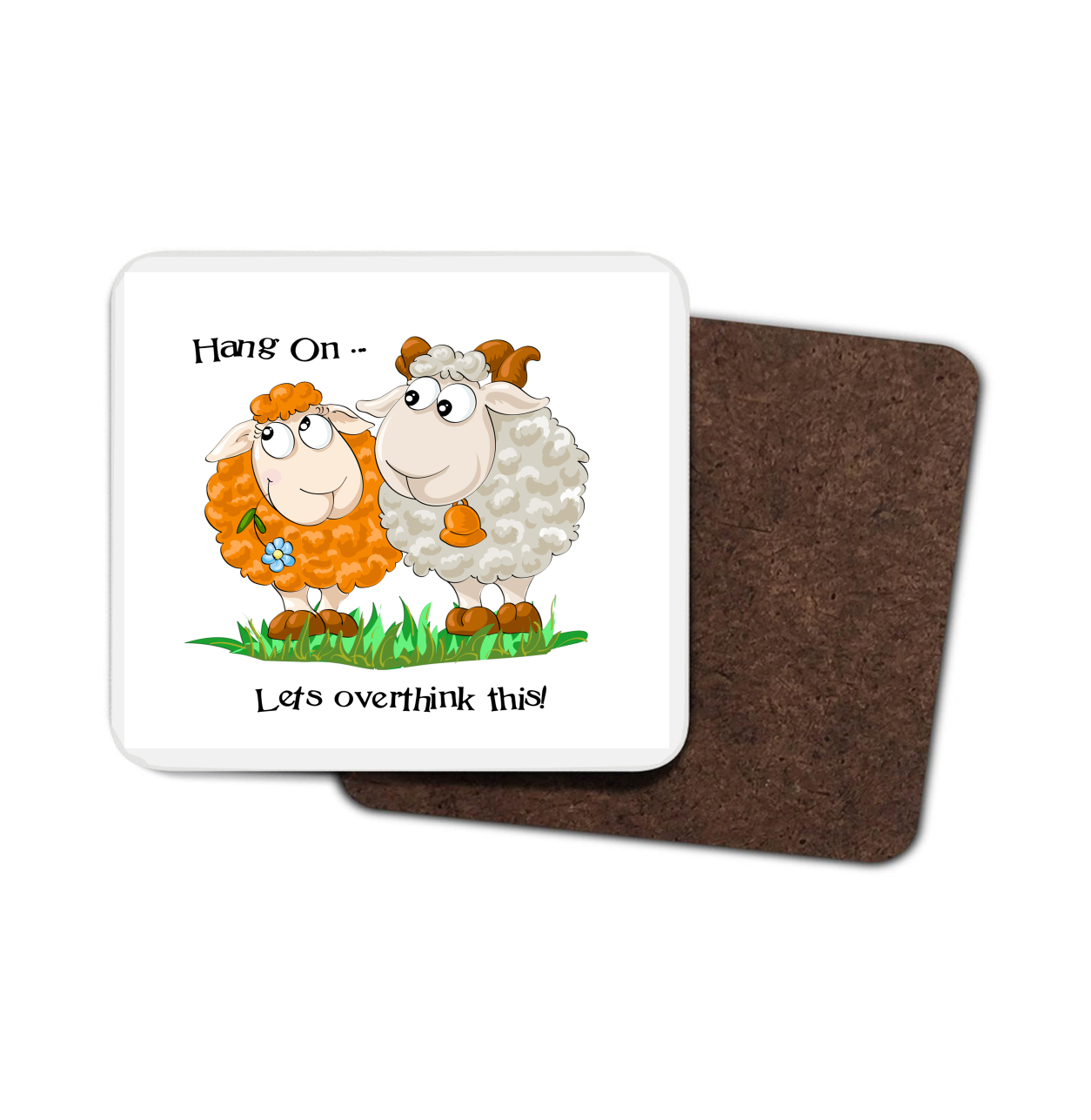 Sheep Hardboard Coaster - Hang On .... Let's overthink this